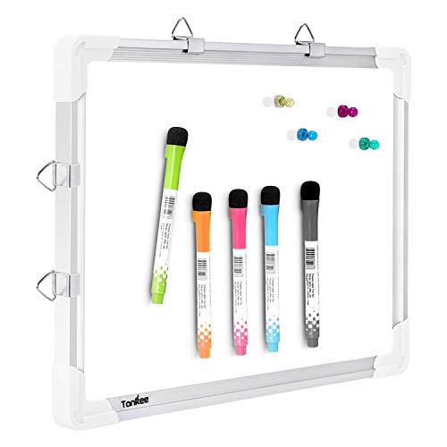 Small Dry Erase White Board - Magnetic Hanging Whiteboard for Wall Portable Mini Double Sided Easel Hold in Hand for Kids Drawing, Kitchen Grocery List, Cubicle Memo Board.