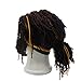 FALETO Funny Knit Beanie Beard Hat Rasta Hat with Dreadlocks Handmade Wig Fancy Halloween Caps,Brown