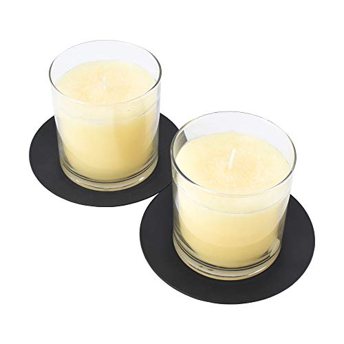 gbHome GH-6833A8 Iron Plate Candle Holder, Black, Decorative Iron Pillar Candle Holder, Set of 8, 4.75 inches D x .7 inches H, Pedestal Candle Stand for LED & Wax Candles, Incense Cones, Spa, Weddings
