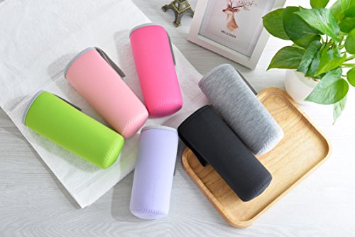 Neoprene Glass Water Bottle Sleeves Holders With Carry Straps - 6 Pack Multi-Color - 16-18oz Bottle Size - Quality Rubber Insulation for Colder Or Hotter Drinks Longer. Bump and Knock Protection