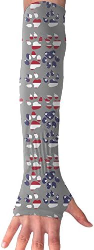 American Flag USA Patriotic Dog Cat Paw Print Anti-UV Cuff Sunscreen Glove Outdoor Driving Half Refers Model Arm Sleeve For Riding Bicycles Fishing Running Climbing Unisex