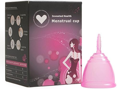 Super Soft Menstrual Cup by Invested Health - Sanitary - Comfortable and Flexible 100% Silicone Period Cup - Eco-friendly - Easily Inserted &amp; Reusable - Best Alternative to Tampons &amp; Thinx!