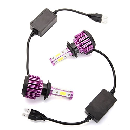 H7 LED Headlight Bulbs 20000LM 200W 6000K Cool White Low Beam / High Beam Conversion Kit 360 Degree 4 Side COB Chips Super Bright Auto Headlamps -2 Yr Warranty