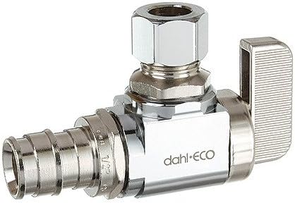 1/2inch Expansion PEX x 3/8inch ODAngle Supply Stop Valve, Lead Free (Chrome Plated)