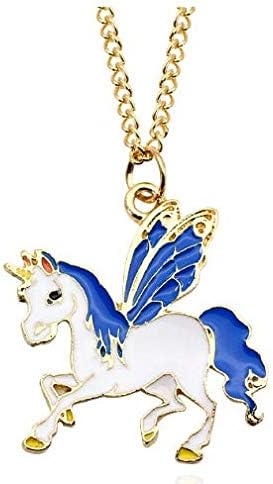 Yolandabecool Women Girls Unicorn Pendant Alloy Chain Necklace Jewelry Accessories Gift (White)