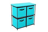 Homebi 4-Drawer Storage Chest Shelf Unit Storage Cabinet Multi-Bin Organizer with Removable Non-woven Fabric Bins in Turquoise,25