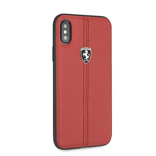 CG Mobile Ferrari iPhone X & iPhone Xs Case Red Cell Phone Case Genuine Leather | Easily Accessible Ports | Officially Licensed.