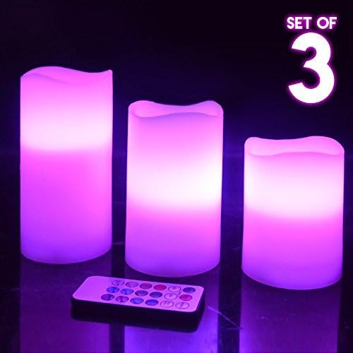 Ace Flameless Candles | Set of 3 Battery Powered and Remote Controlled 12 Colors Changing LED Candles | Real Flickering Candle Motion | Premium PP Material | 167
