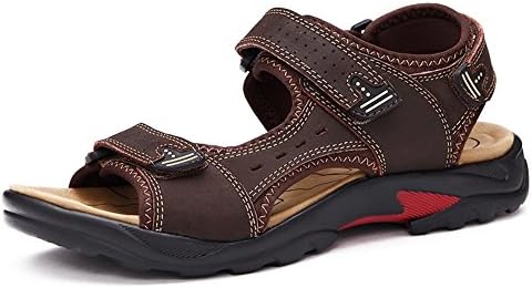 Brillunt Men's Ultra-light Adjustable Open-Toe Hook-and-loop Back-Strap Sandal Holiday Fisherman Outdoor Leather MSD009