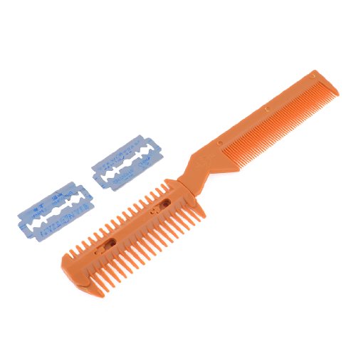uxcell Replacing Blade Plastic Barber Scissor Hair Cutting Haircut Tool Razor Comb Trimmer Coffee Color