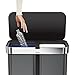 simplehuman 58 Liter / 15.3 Gallon Dual Compartment Rectangular Hands-Free Kitchen Recycling Trash Can with Voice and Motion Sensor, Black Stainless Steel