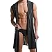 Lisli Mens Robes Bathrobe Hooded Sexy Sleeveless Kimono Silk Sleepwear Pajamas