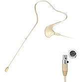 KIMAFUN Headset/Headworn Microphone Single Earset Ear-hook Over Ear Hanging Condenser Mic Compatible with Shure Wireless System Bodypack Transmitter, Ideal for Performance, Theater, Lecture - Beige D4