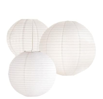 Anne -Kee Paper Lantern Paper Lamp Shade For Decoration Hotels Home Diwali Kandil Light 3 Pcs - 12 Inch - White