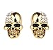 Xusamss Punk Body Piercing Earrings Crystal Skull Stud Earrings(Gold)