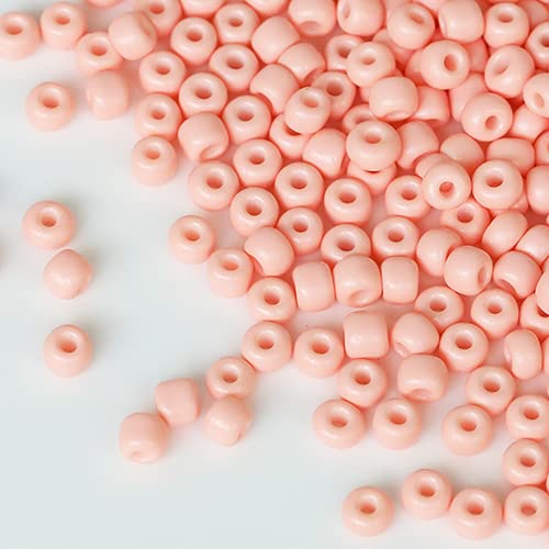 Tibaoffy Light Pink Beads Size 6/0 Crafts Glass Seed Beads 4mm for Jewelry Making (Total About 100g About 1200pcs) — image 1