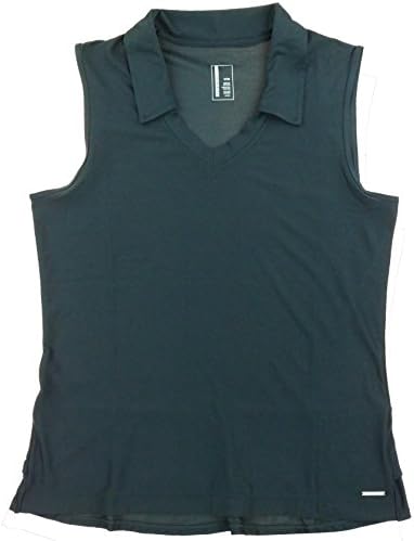 Women's Sleeveless V-Neck Active Polo (Charcoal, Small)