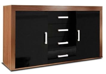Amazonde Generic Sideboard Wohnzimmer Schrank Kernnussbaum Schwarz