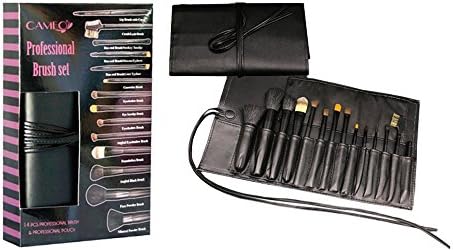 14pc Professional Makeup Brush Set - Cameo Cosmetics Makeup Brushes and Tools Set with Professional Black Pouch, Perfect As a Brushes and Applicators Gift Set, Made with Goat, Horse &amp; Nylon Hair