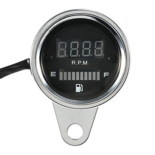 12V Motorcycle 2 in 1 Tachometer RPM Shift Meter Fuel Gauge Meter with Digital LED Indicator - Quarkscm