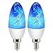 2 Pack E12 Flame Bulb LED Blue Fire Bulbs - Decorative Flickering Bulbs 3 Mode 3W Candelabra Candle Blue Light Bulb for Chandelier Vintage Lighting Halloween Bulbs, Indoor & Outdoor (Torpdeo)