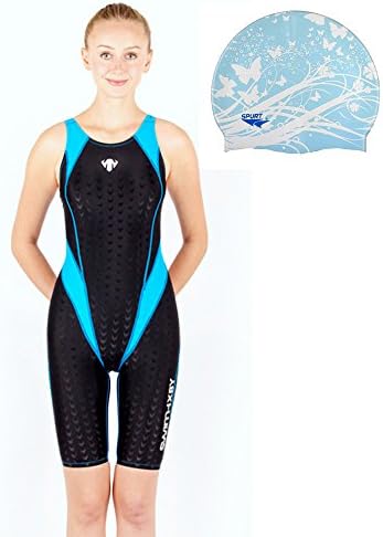 Girls Colorful One Piece Sharkskin Sport Racing Technical Full Knee Length Swimwear Swimsuit