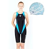 Girls Colorful One Piece Sharkskin Sport Racing Technical Full Knee Length Swimwear Swimsuit
