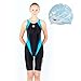 Girls Colorful One Piece Sharkskin Sport Racing Technical Full Knee Length Swimwear Swimsuit