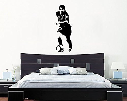 Lionel Messi Running with ball -m- Barcelona Football Player Wall Decal Sticker -- Made by ''STICKINGTOIT'' -- Great For Children's Bedroom / Nursery / Living Room - Picture Art ------ COLOURS AVAILABLE (If You require another colour please check the colour chart image and MESSAGE us straight away with your choice) (35 wide x 85 high cms, Blue)