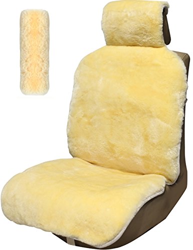 Click Here to See More Images Leader Accessories Auto 1Pc Sheepskin Seat Cushion and 1Pc Seat Belt Cover,Shoulder Pad 1Pc Fit for Car,Truck ,SUV Champagne