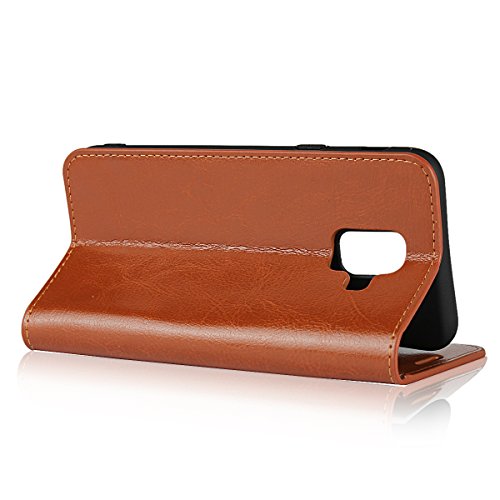 Samsung Galaxy A6 2018 Wallet Case, Jaorty Premium Leather Folio Flip Case Cover Book Design with Kickstand Feature with Card Slots/Cash Compartment for Samsung Galaxy A6 2018 - Khaki