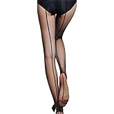 TUPANDY Womens Back Seam Tights 20 DEN Tights with Back Seam Seamed Pantyhose Black Sheer Nylon Pantyhose Stockings