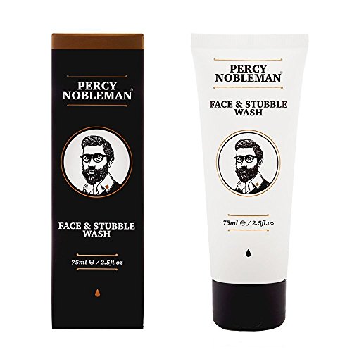 Face and Stubble Wash by Percy Nobleman 75 ml/2.5fl.oz. An Invigorating and hydrating Face Wash For Men. Cleanse and Soften Your Face and Skin with Our Awakening 98% Naturally Derived Face Wash.