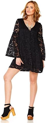 NOA ELLE Women's Flared Sleeve Floral Laced Megan Dress