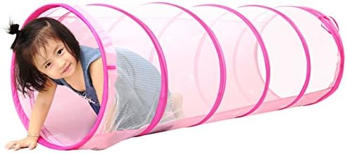 JOYBEE Play Tunnel for Kids Toddlers 5.25ft Instant Pop Up Crawling Tunnel Toy Tube Indoor Outdoor with Portable Carrying Bag Christmas Birthday Gift Pink