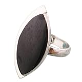 Snazzy Black Onyx .925 Sterlng Silver Fashion Ring Adj Size 6-9
