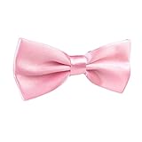 Mens Adjustable Neck Solid Bow Ties Pre Tied Pink