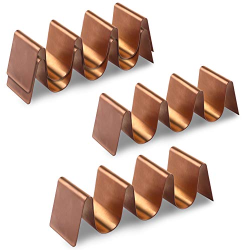 Buruis 4 Pack Mini Taco Holder Stand, Stylish 304 Stainless Steel Taco Rack, 6.3 X 1.8 Inch Tray-Hold up to 16 Soft or Hard Shell Taco for Home and Restaurants, Oven Grill Dishwasher Safe - Thumbnail 5