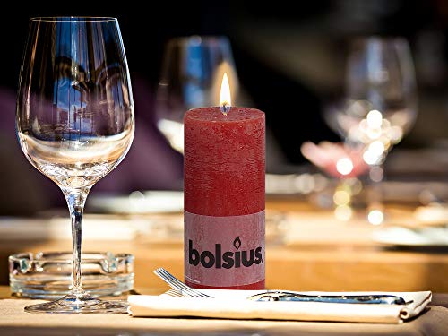 BOLSIUS 6 Pk. Rustic Wine Red Pillar Candles for Party and Wedding 130 X 68mm (Aprox. 5 X 2.75 Inches)
