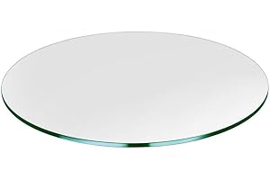 ROYALTY SETTINGS Bassett Glass | 36" Round Tempered Glass Table Top - 1/2" Thick - Flat Polished Edge