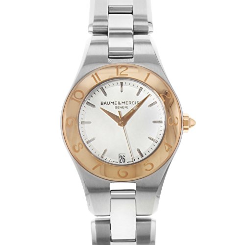 Baume-et-Mercier-Edelstahl-Mercier-Silber-Damen-Linea-Baume-Uhr-Stahl-Zifferblatt-und
