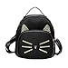 MaxxCloud Teens Cute Cat Mini Backpack Purse Velvet Casual Daypack Small Bag for Women (Black)