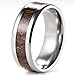 SHARDON Men's 8mm Beveled Edge Titanium Wedding Ring with Real Deer Antler Inlay