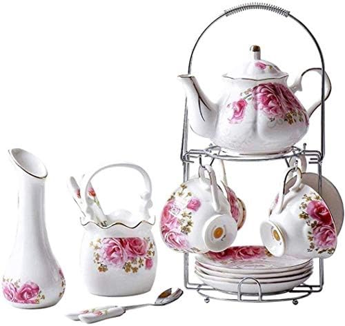 Ylsp 金属フレーム セラミックお茶セットの花の絵 コーヒー 紅茶の結婚式のマグカップ プレートを持つ世帯16ヨーロッパのセラミックお茶セット Size 全品送料無料 Color