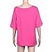 Laimeng T-Shirt,Women's Sleeve Casual Tops White T-Shirt (XL, Hot Pink)