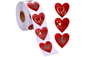 500 Stickers/Roll 3 Patterns Red Love Self-Adhesive PVC Stickers, Valentine's Day Decor for Envelopes, Cards, Bouquets, Gifts