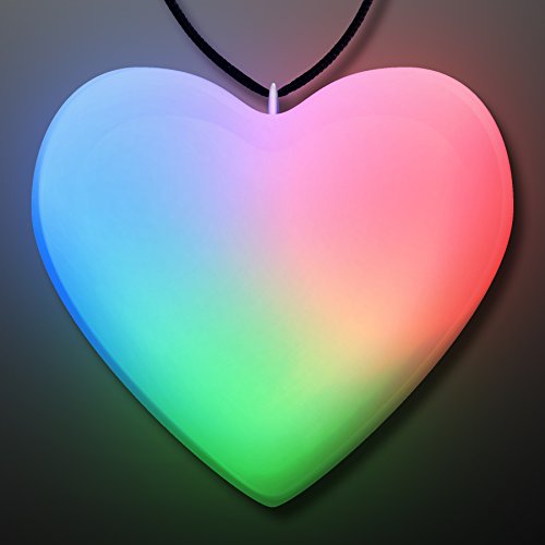 Aurora Slow Color Changing LED Heart Shaped Necklace (Set of 25)