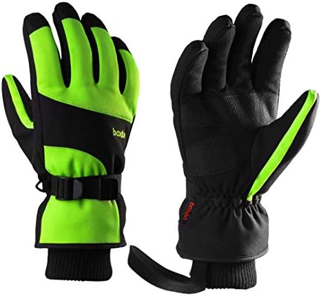 JFDSYLHS Winter Snowboard Gloves Men Women Touch Screen Snow Gloves Waterproof Windproof Warm Ski Skiing Gloves with Wrist Band Green M