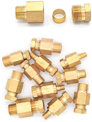 Compression Ferrule Tube Fitting 4 6 8Mm OD Tube Connector Machine Tool Lubrication Brass Oil Pipe Fitting Adapter M5 x 0.8 OD Tube 4mm