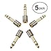 Aurum Cables 5-Pack 6.35mm Male to 3.5mm Female Stereo Adapter